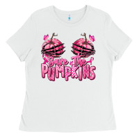 White save the pumpkins breast cancer Ladies Tee - RanaPortraitStore