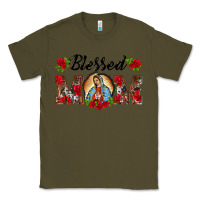 Army Green blessed mom lady of guadalupe Classic Tee - BarkalooDesign