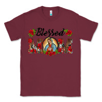 Burgundy blessed mom lady of guadalupe Classic Tee - BarkalooDesign