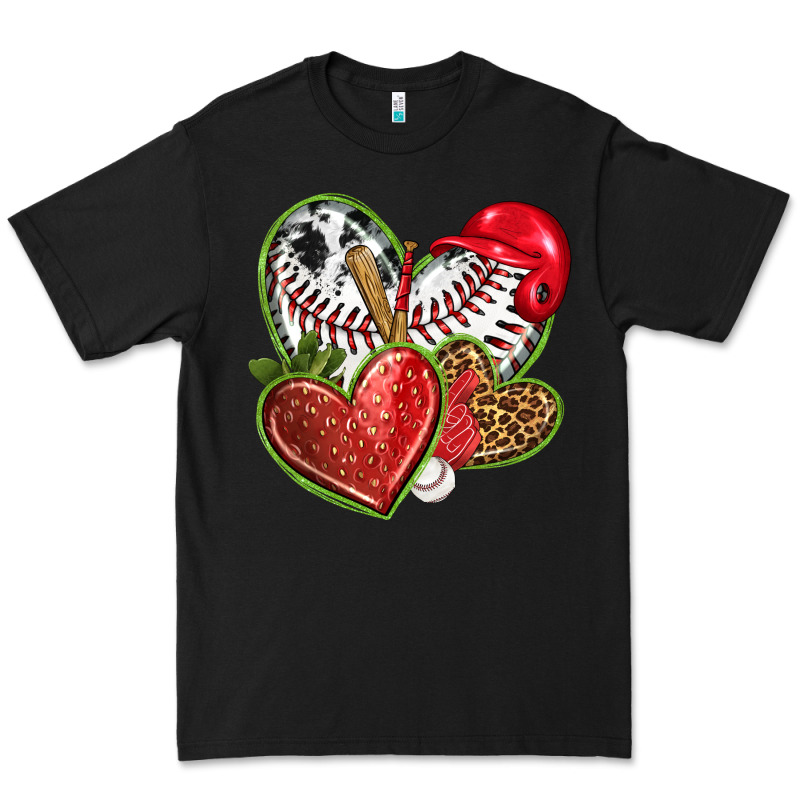 Baseball With Strawberry Hearts Premium Tee by texasbilliewilder | Teevron