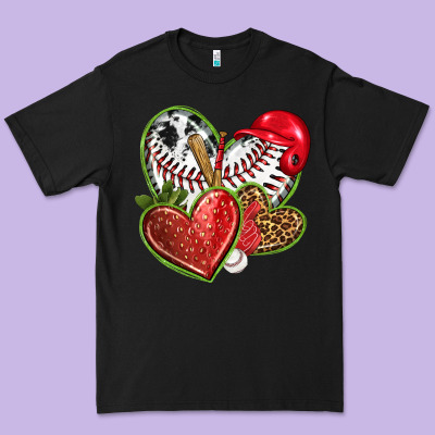 Baseball With Strawberry Hearts Premium Tee Designed By Texasbilliewilder