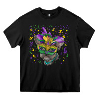 Black mardi gras mask french bulldog Heavy Core Tee - RanaPortraitStore