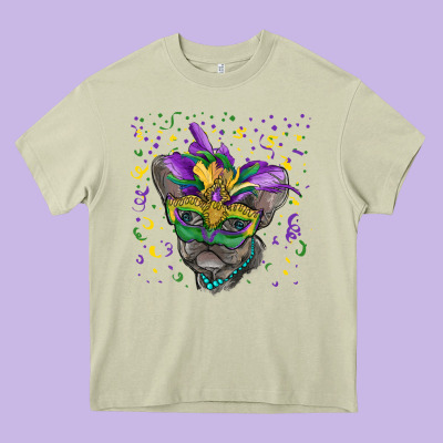 Heavy Core Tee mardi gras mask french bulldog