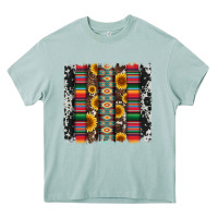 Arona cowhıde aztec serape wıth leopard and sunflowers brushstroke Heavy Core Tee - Artiststas