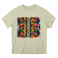 Mossy cowhıde aztec serape wıth leopard and sunflowers brushstroke Heavy Core Tee - Artiststas