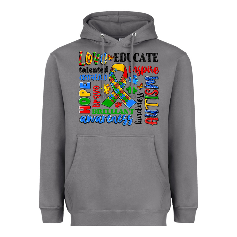 Autism Awareness Typography Heavyweight Hoodie by Artiststas | Teevron