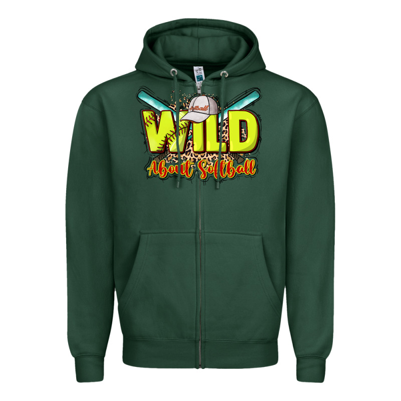 Wild About Softball Zipper Hoodie by NancyCooperArtShop | Teevron