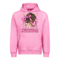 Fuchsia Pink breast cancer survivor messy bun Urban Hoodie - CowGirlArtShop