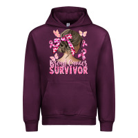 Mauve Wine breast cancer survivor messy bun Urban Hoodie - CowGirlArtShop