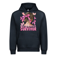 Navy breast cancer survivor messy bun Urban Hoodie - CowGirlArtShop