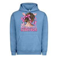 Pigment Pebble Blue breast cancer survivor messy bun Urban Hoodie - CowGirlArtShop