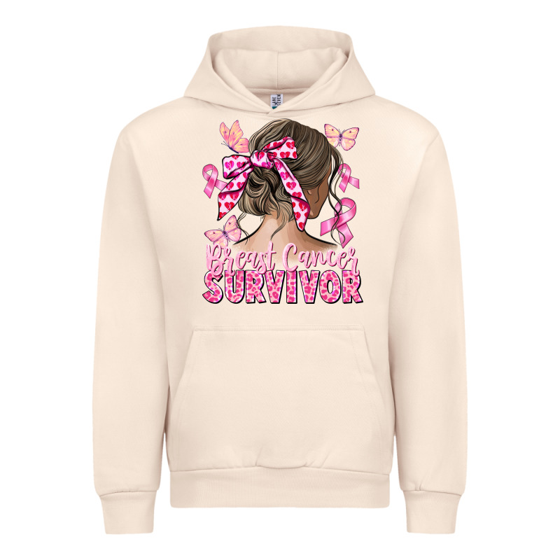 Breast Cancer Survivor Messy Bun Urban Hoodie by CowGirlArtShop | Teevron