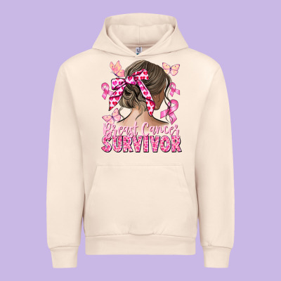 Breast Cancer Survivor Messy Bun Urban Hoodie Designed By Cowgirlartshop