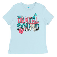 Baby Blue dental squad with cowhide Ladies Tee - texasbilliewilder