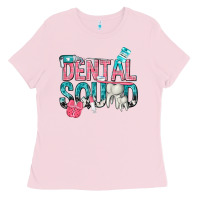 Bubblegum Pink dental squad with cowhide Ladies Tee - texasbilliewilder