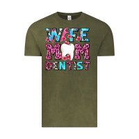 Vintage Olive Wife Mom Dentist With Tooth And Floss Vintage Tee - AdoDesignShop