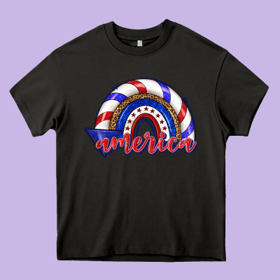 America Rainbow Heavy Core Tee Designed By Texasbilliewilder