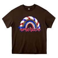 Chocolate Brown America rainbow Heavy Core Tee - texasbilliewilder