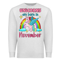 Oatmeal Heather unicorns are born in november Premium Sweatshirt - Jasminsmagicworld