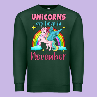 Unicorns Are Born In November Premium Sweatshirt Designed By Jasminsmagicworld