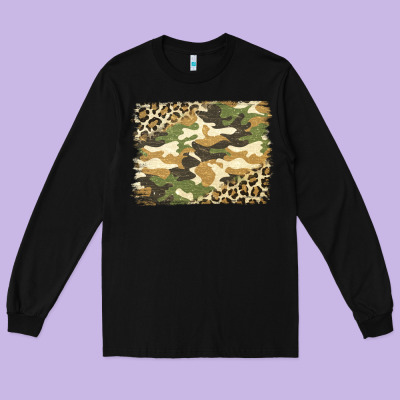 Leopard Camo Pattern Background Long Sleeve Tee Designed By Jasminsmagicworld