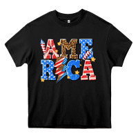 Black America with lightning bolt Heavy Core Tee - texasbilliewilder