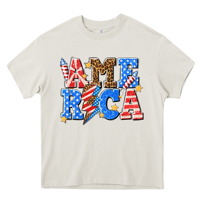 America With Lightning Bolt Heavy Core Tee by texasbilliewilder | Teevron