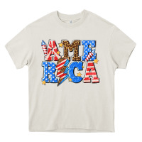 Cream America with lightning bolt Heavy Core Tee - texasbilliewilder