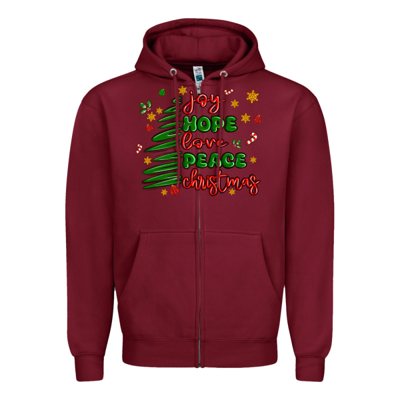 Joy Hope Love Peace Christmas Zipper Hoodie by MaliasSmallBusiness | Teevron