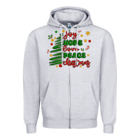 Heather Grey joy hope love peace christmas Zipper Hoodie - MaliasSmallBusiness