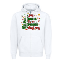 White joy hope love peace christmas Zipper Hoodie - MaliasSmallBusiness