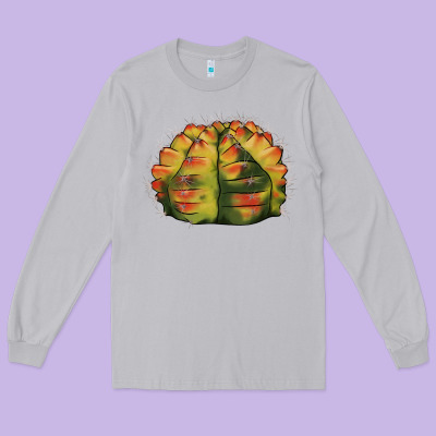 Gymnocalycium Variegated Cactus Long Sleeve Tee Designed By Lillyallendesigns