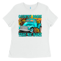 White country roads take me home western Ladies Tee - texasbilliewilder