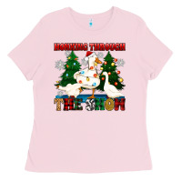 Bubblegum Pink honking through the snow Ladies Tee - Zillion Design Studio
