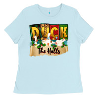 Baby Blue christmas duck the halls Ladies Tee - Zillion Design Studio