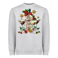 Heather Grey Christmas martini  and martini bottle Heavyweight Sweatshirt - AdoDesignShop
