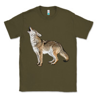 Army Green Howling Coyote Classic Tee - LillyAllenDesigns