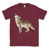 Burgundy Howling Coyote Classic Tee - LillyAllenDesigns