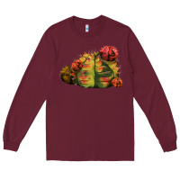 Burgundy Gymnocalycium Variegated Cactus Long Sleeve Tee - LillyAllenDesigns