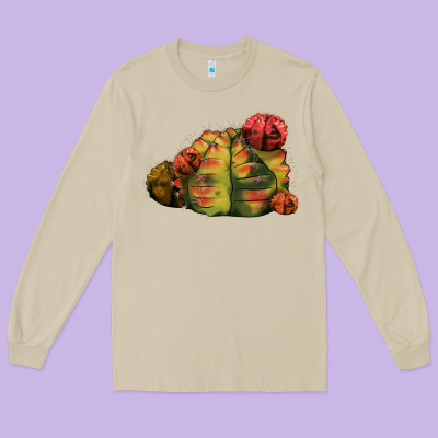 Gymnocalycium Variegated Cactus Long Sleeve Tee Designed By Lillyallendesigns