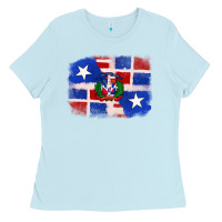 Baby Blue dominican and puerto rico flag Ladies Tee - texasbilliewilder