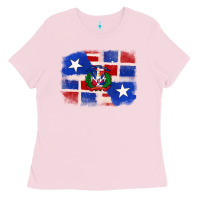 Bubblegum Pink dominican and puerto rico flag Ladies Tee - texasbilliewilder