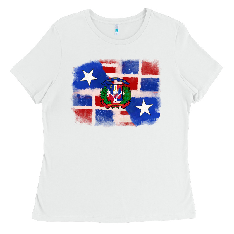 Dominican And Puerto Rico Flag Ladies Tee by texasbilliewilder | Teevron