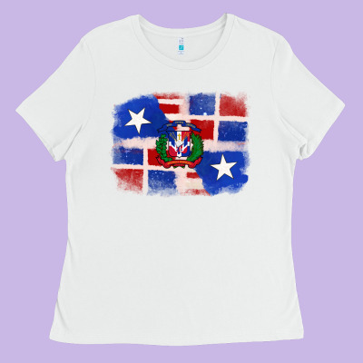 Dominican And Puerto Rico Flag Ladies Tee Designed By Texasbilliewilder