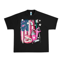 Black American flag and dental elements with teeth Urban Heavy Tee - AdoDesignShop