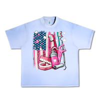Grape Ice American flag and dental elements with teeth Urban Heavy Tee - AdoDesignShop