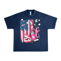 Navy American flag and dental elements with teeth Urban Heavy Tee - AdoDesignShop