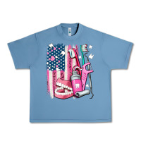 Pebble Blue American flag and dental elements with teeth Urban Heavy Tee - AdoDesignShop