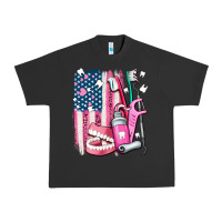 American Flag And Dental Elements With Teeth Urban Heavy Tee | Teevron