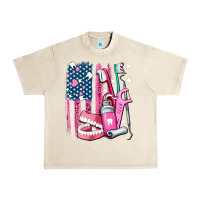 Sandshell American flag and dental elements with teeth Urban Heavy Tee - AdoDesignShop